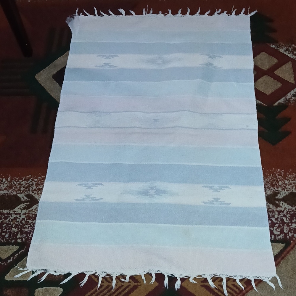 Vintage Navajo Cotton Rug Pastel Colors Beautiful!